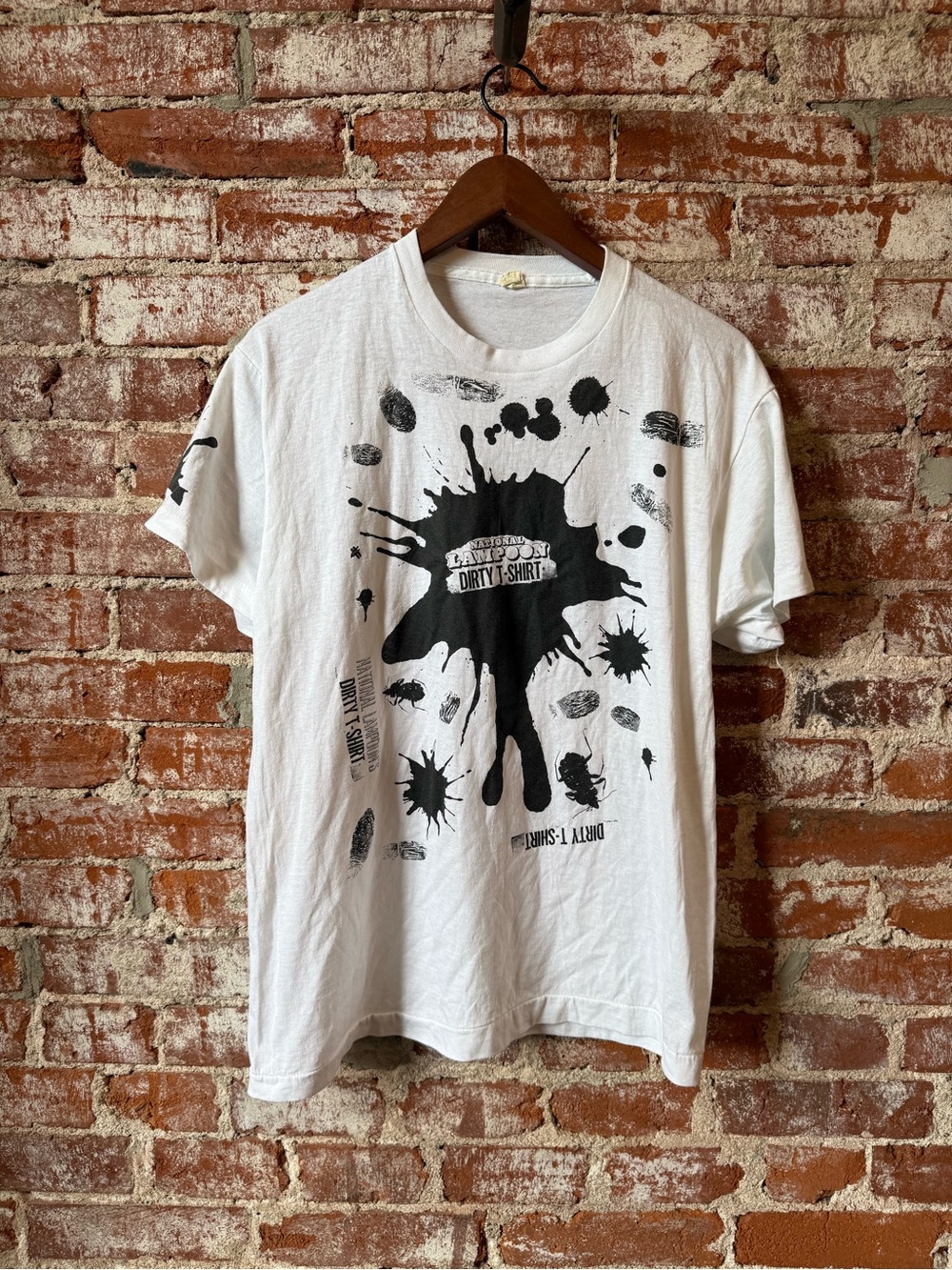Vintage National Lampoons Dirty T Shirt Black And White Large